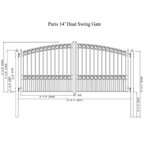 ALEKO Steel 14 ft Dual Swing Paris Style Driveway Gate with Gate Opener ...