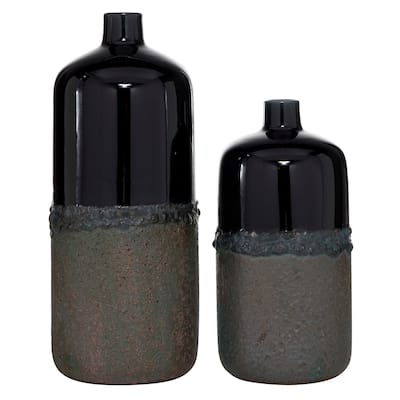 Ceramic Vase - Set of 2 Black - Roche River Decor