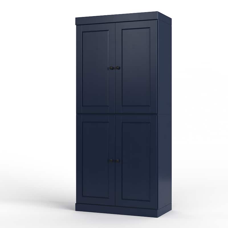 Palace Imports 100% Solid Wood Bathroom & Laundry Storage Cabinet, Raised Panel Doors, Adjustable Shelves, 32" Wide, 71.5" Tall - Navy