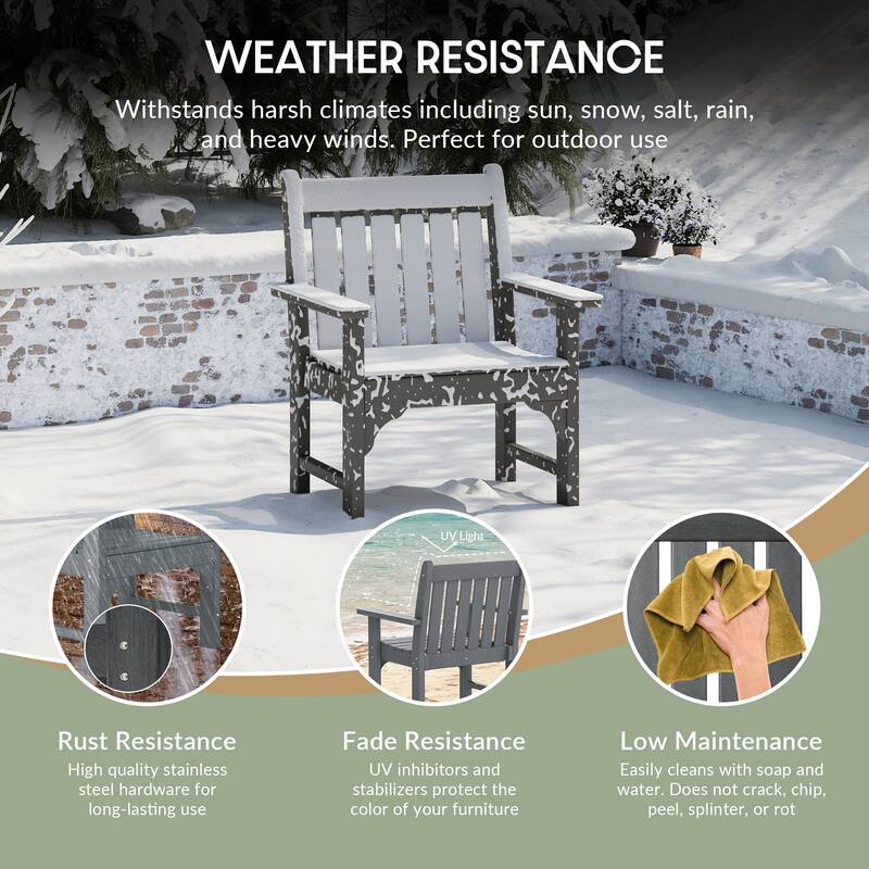 Polytrends Laguna Outdoor Patio Garden Arm Chair Set with Side Table