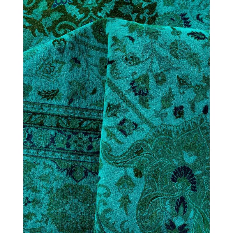 Fine Vibrance, One-of-a-Kind Hand-Knotted Area Rug - Green, 9' 2" x 12' 3" - 9' 2" x 12' 3"