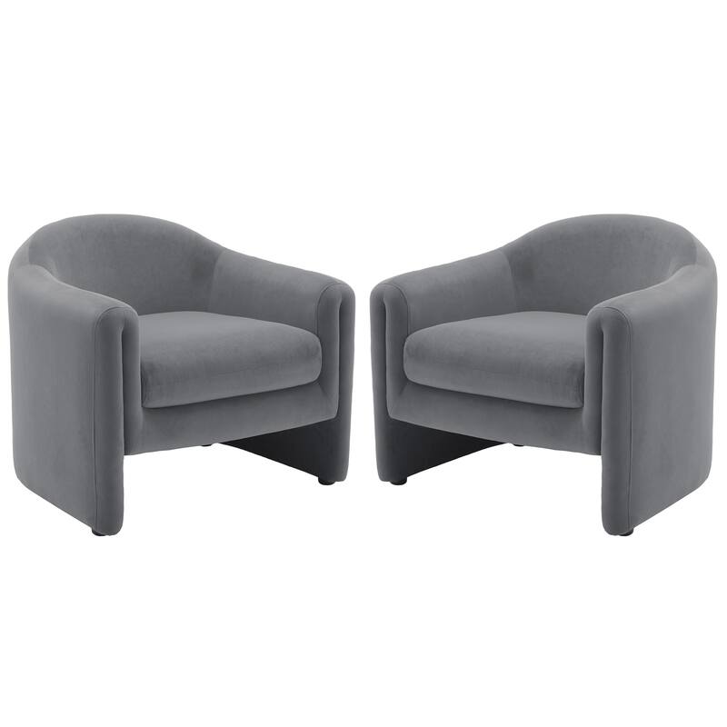 Upholstered Barrel Accent Chair, Low Back Arm Chair(Set of 2)