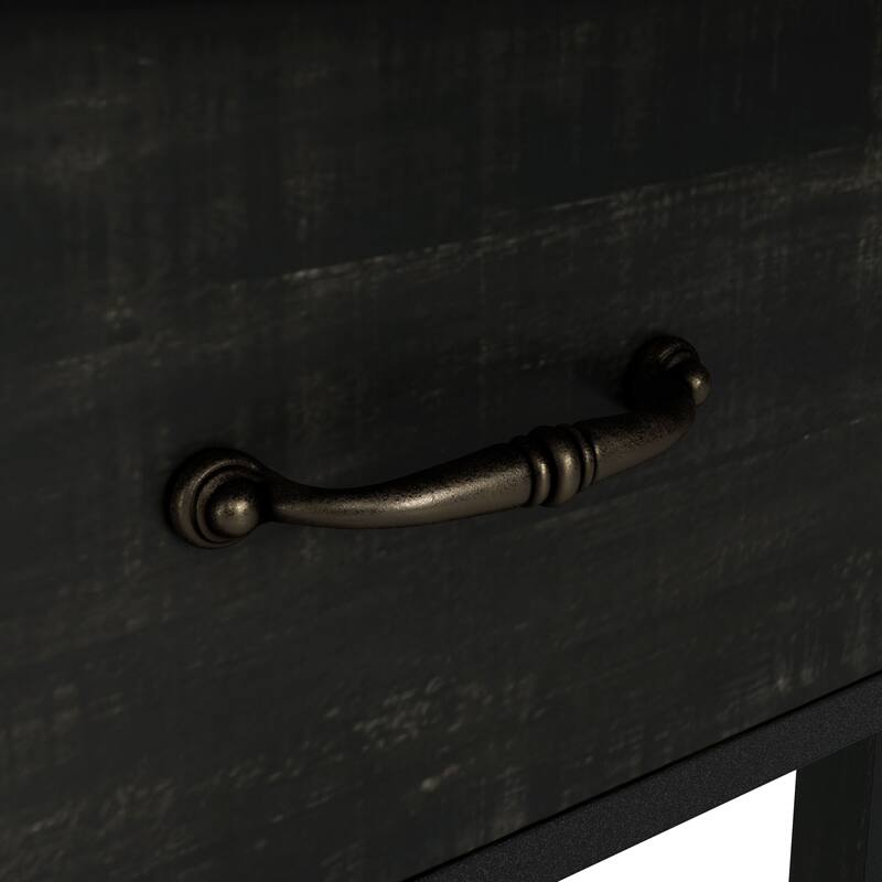 DH BASIC Farmhouse Black Oak 47-inch 3-Open Shelf Console Table by Denhour