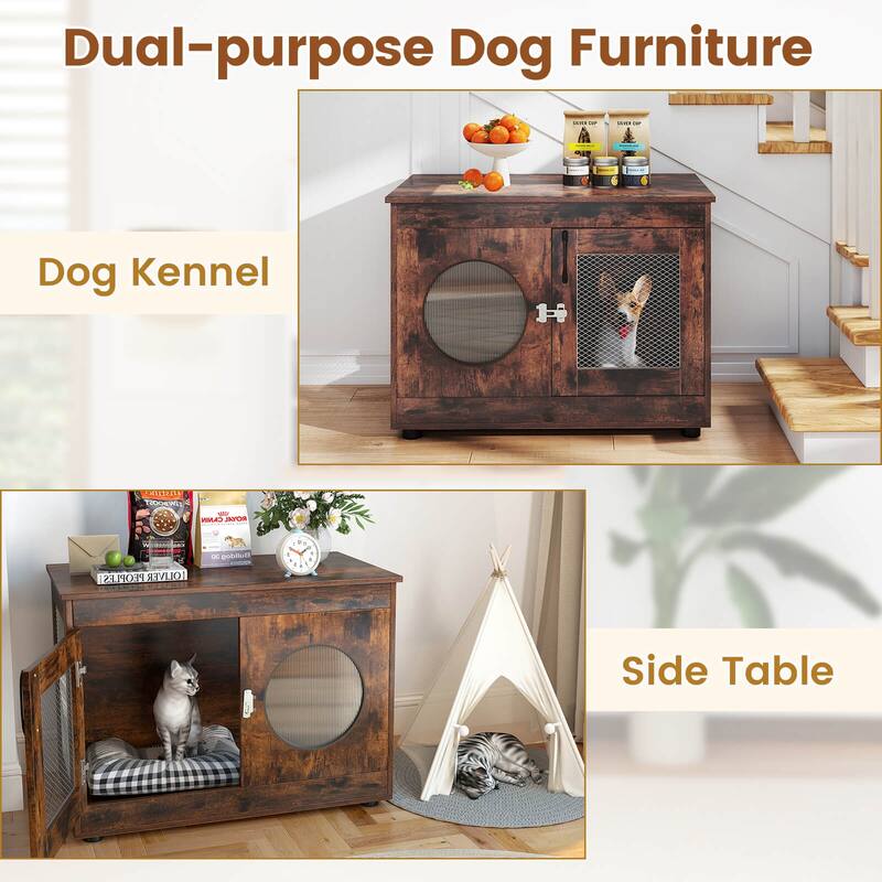 Costway Furniture Style Dog Crate for Small Medium Dogs Translucent - See Details