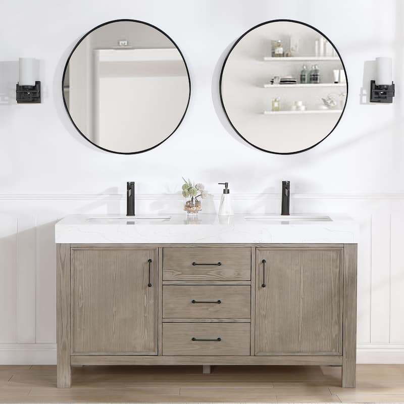 Leon 60 in. Double Bathroom Vanity with Composite Stone Top