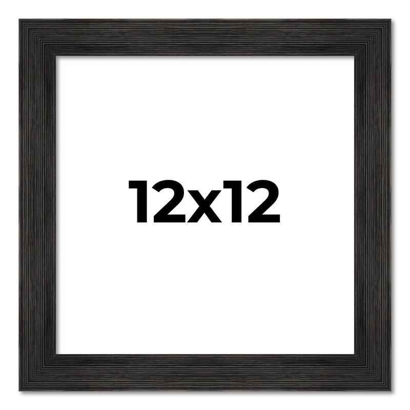 12x12 Black Rustic Wide Barnwood Picture Frame - UV Acrylic, Foam Board Backing, Hanging Hardware - Holds 12x12 Photo