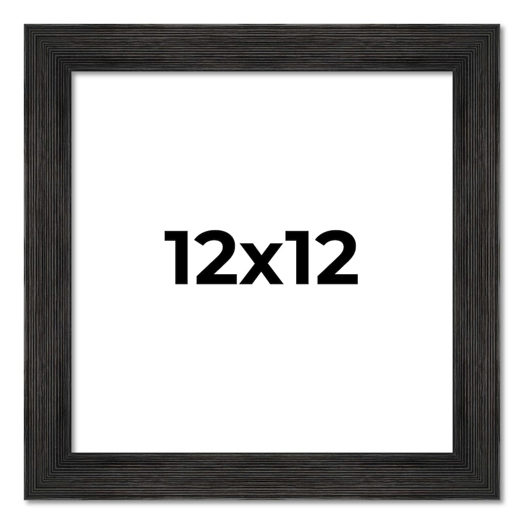 12x12 Black Rustic Wide Barnwood Picture Frame - UV Acrylic, Foam Board Backing, Hanging Hardware