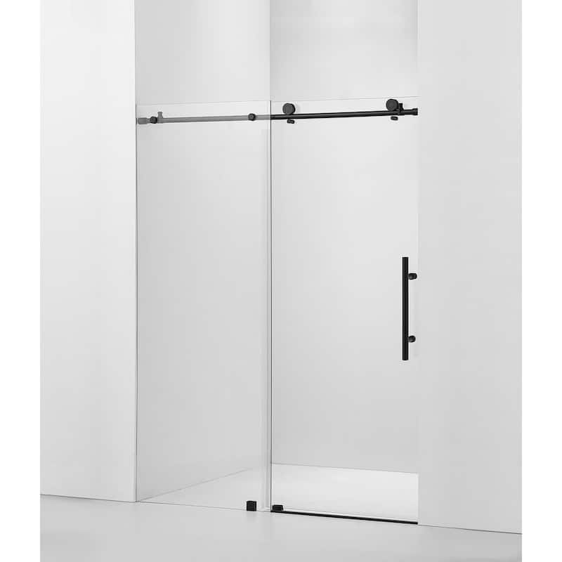 Vanity Art 56–60" W x 76" H Frameless Bypass Single Sliding Shower Door with Explosion-Proof Clear Glass - 76" H x 60" W