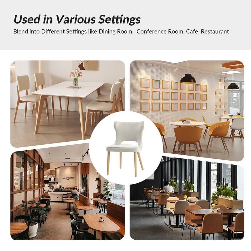 Rita Mid-century Modern Dining Chair with Solid Wood Legs Set of 6 by HULALA HOME