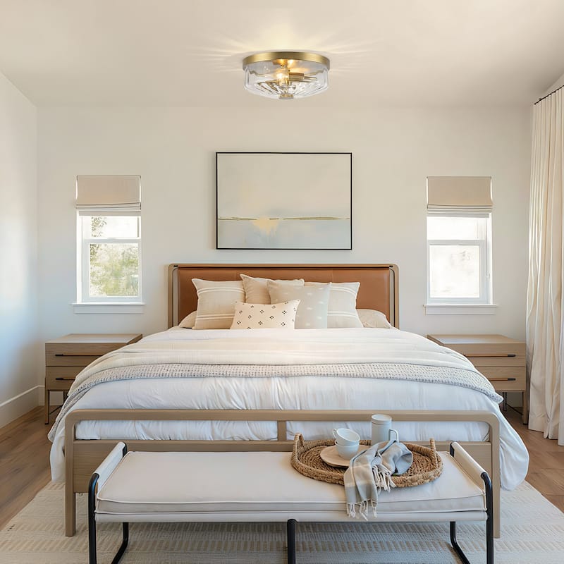 Starsky 2-Light Textured Glass Drum Flush Mount