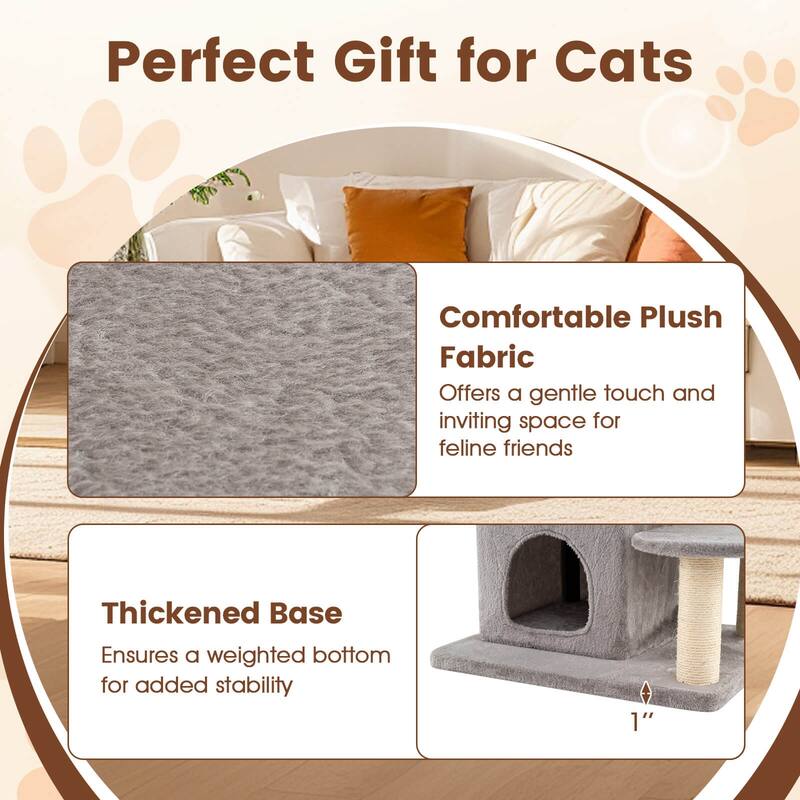 Costway 48.5 inch Cat Tree for Indoor Cat with 2-story Condo, 3 - as pic shows - See Details