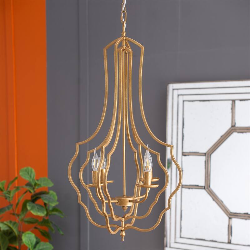 4-Light Metal Chandelier with Adjustable Chain