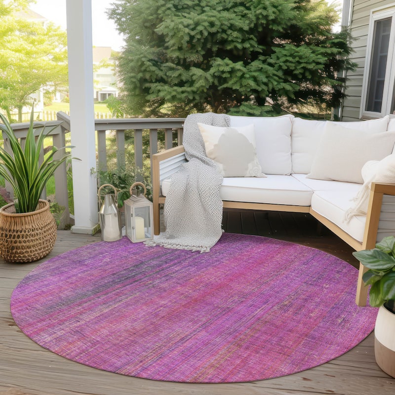 Machine Washable Indoor/ Outdoor Ombre Solid Chantille Rug - 8' x 8' - Lilac