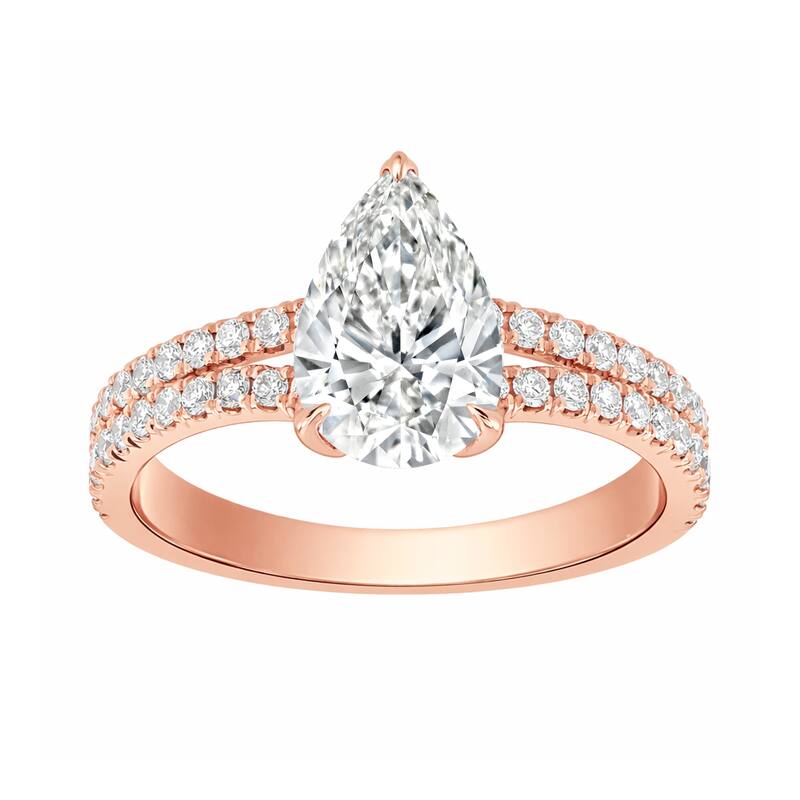 Auriya 14K Gold Pear Lab Grown Diamond Split Shank Engagement Ring 1.43 - 5.86ct. tw. (F-G, VS)
