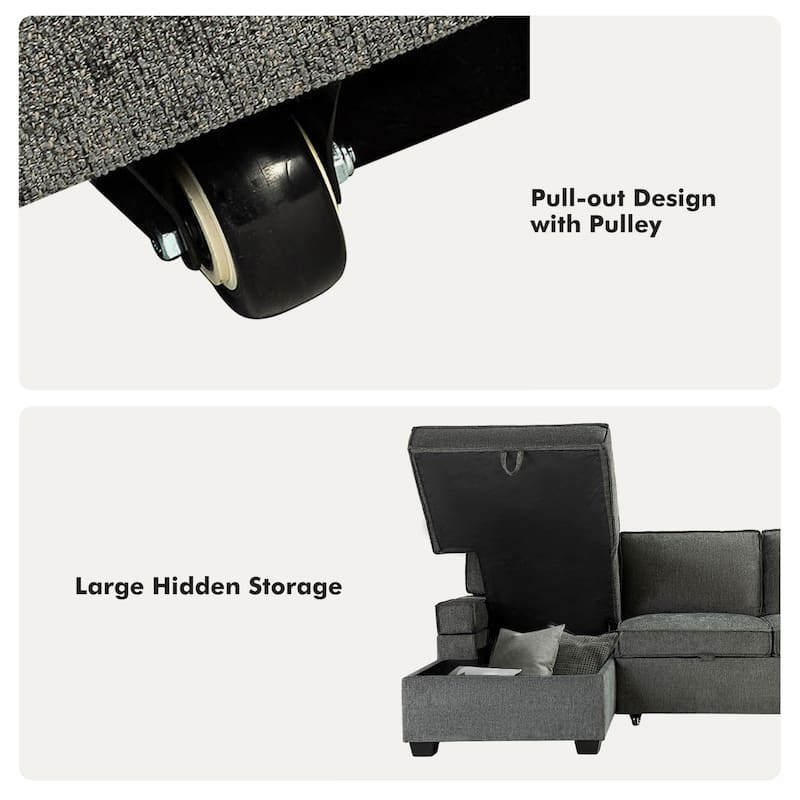 Badari Modern Pull Out Sleeper Sofa&Chaise with Storage by HULALA HOME