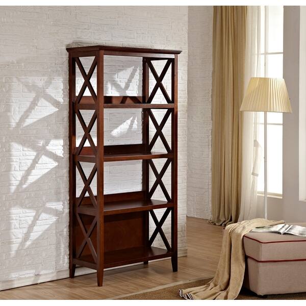 MDF Broad X Design Bookshelf with 4 Legs and 4 Shelves Bed Bath