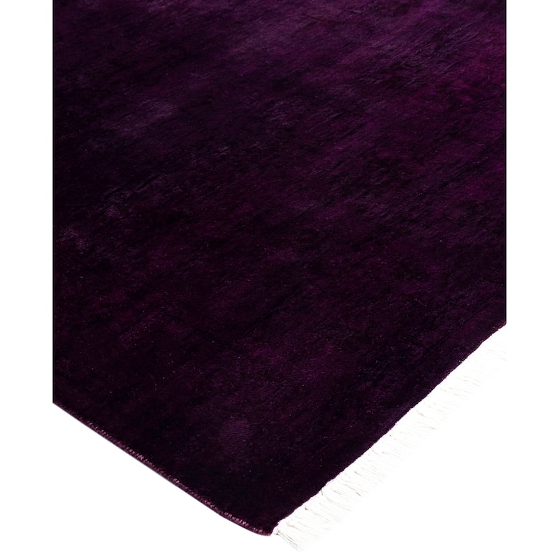 Overdyed One-of-a-Kind Hand-Knotted Area Rug - Purple - 3' 2" x 12' 5"