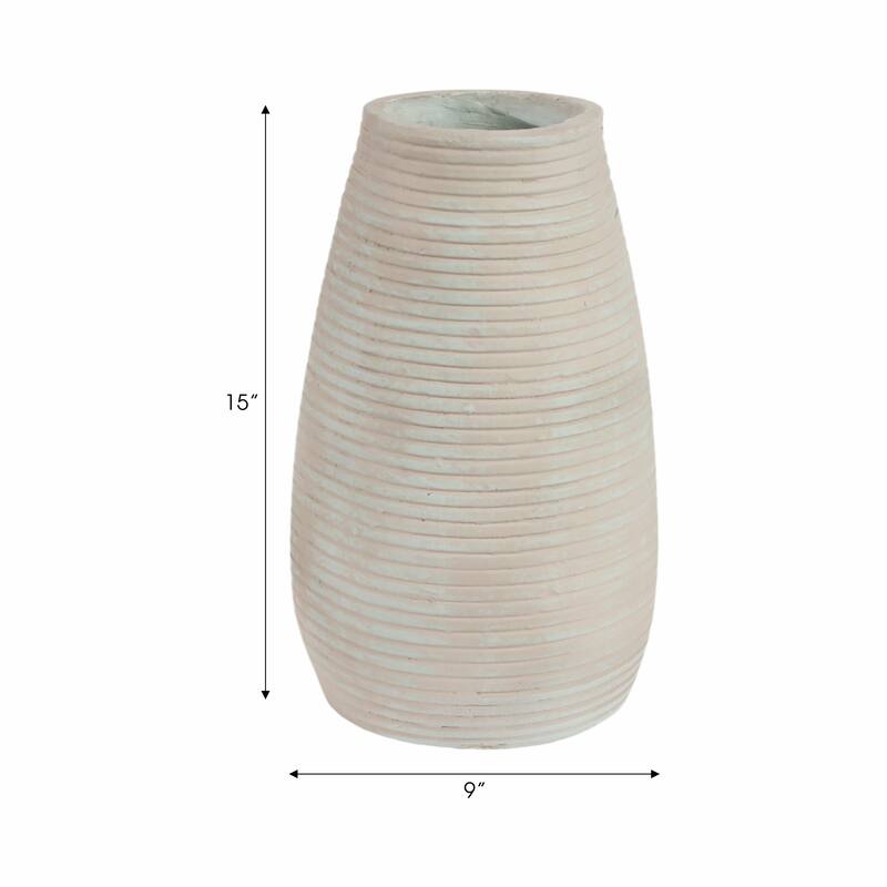 Decorative Ribbed Tall Vase for Home Decor - Minimalist Modern Flower Vase