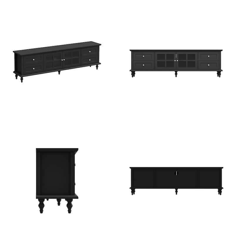 Stylish TV Console in White Roman Column Legs Modern TV Stand Console