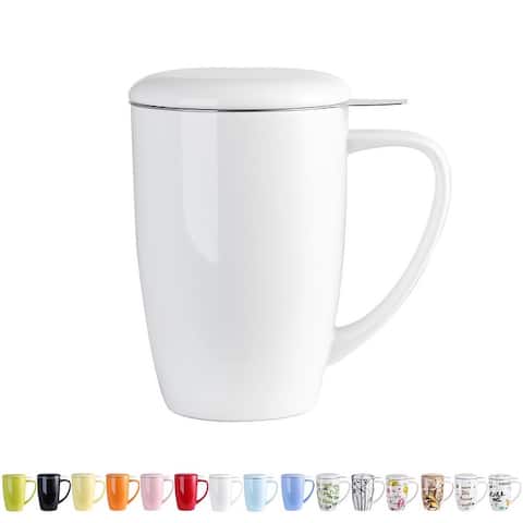 Porcelain Insulated Tea Mug with Infuser, 13 oz.