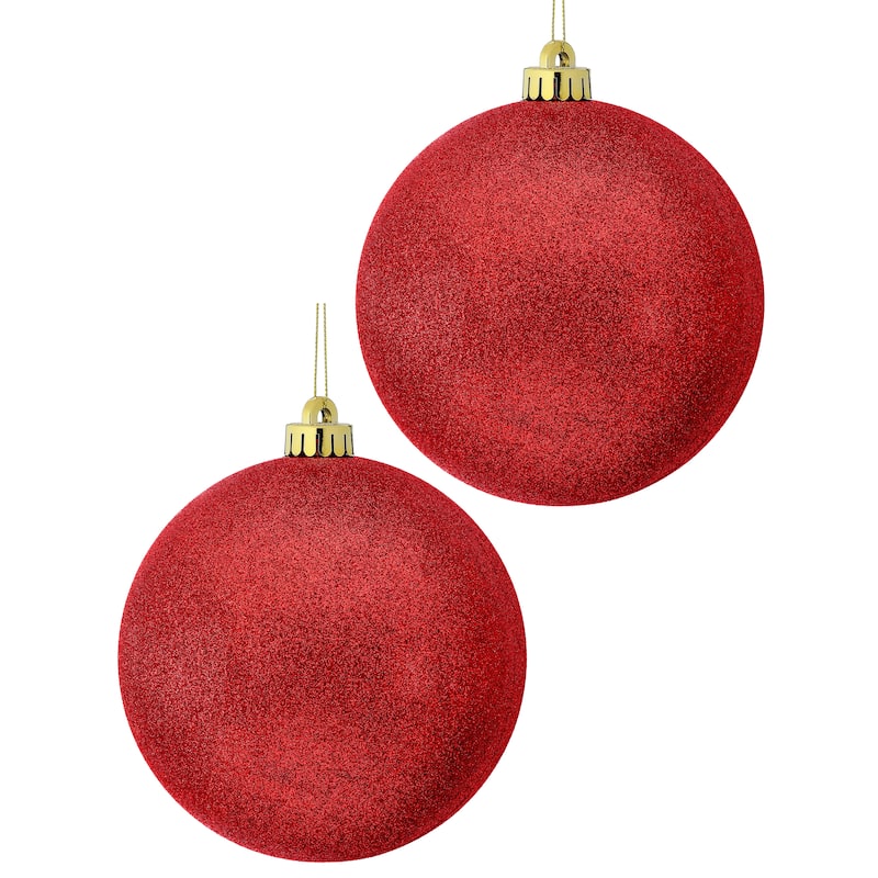 200mm Shatterproof Plastic Glitter Ball Set of 2