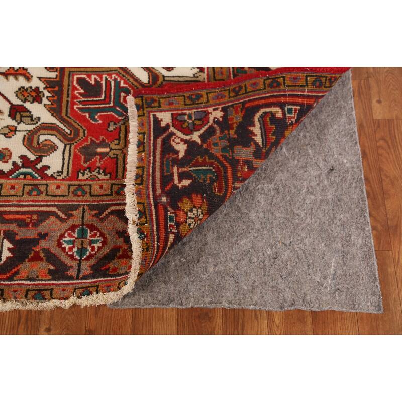 Hand Knotted Oriental 100% Wool Carpet Traditional Medallion Red Heriz Area Rug - 9' 2'' X 6' 8''