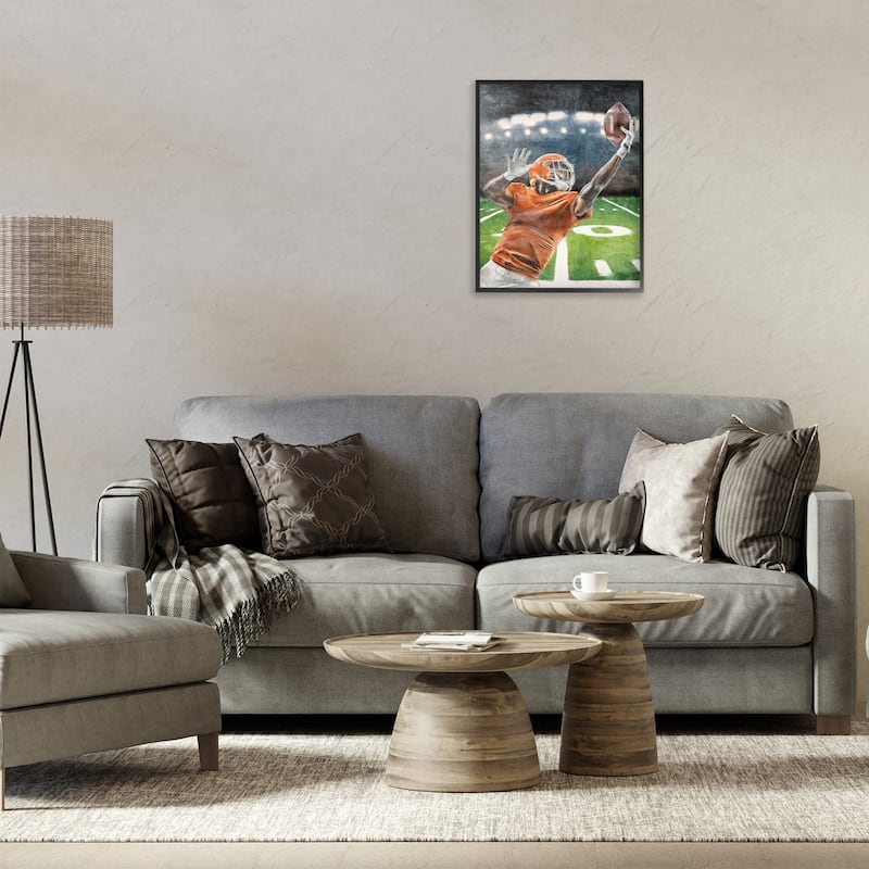 Stupell Athlete Catching Football Framed Giclee Art Design By Kim Allen