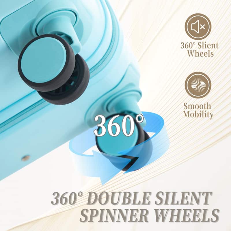 3-Piece, 20, 24, 28-Inch Modern Luggage with Side Handle, Swivel Wheels and TSA Combination Lock, for Boarding Travel, Blue