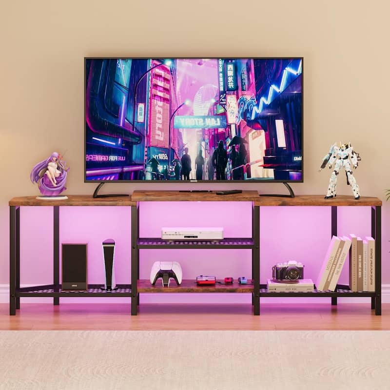 Modern 67 Inch TV Stand with LED Lights and Power Outlets for Living Room, Bedroom - N/A