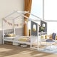 preview thumbnail 10 of 8, Gymax Twin Size Kids House Bed w/ Study Desk & Removable Box Drawers