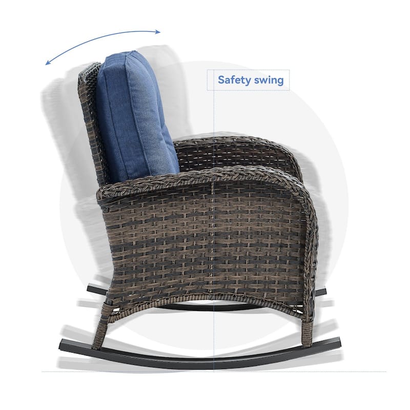 Gymojoy Outdoor Loveseat Sofa Coffee Table Rocking Chair SIde Table Set