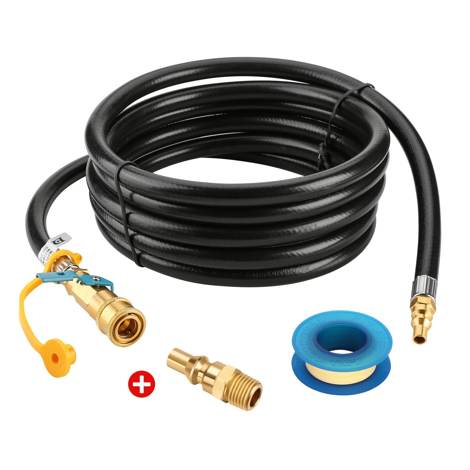MENSI 12FT Propane Gas Extension Line for RV with 1/4 Quick Disconnect Valve 