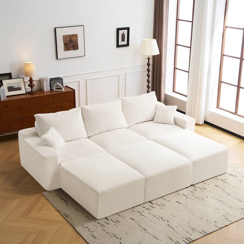 Comfortable No-Assembly Sectional Sofa with Plush Foam and Customizable Layout for Living Room