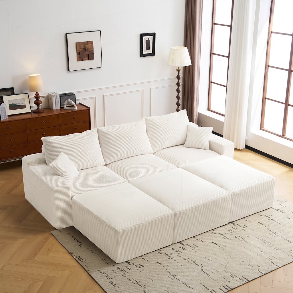 Comfortable No-Assembly Sectional Sofa with Plush Foam and Customizable Layout for Living Room