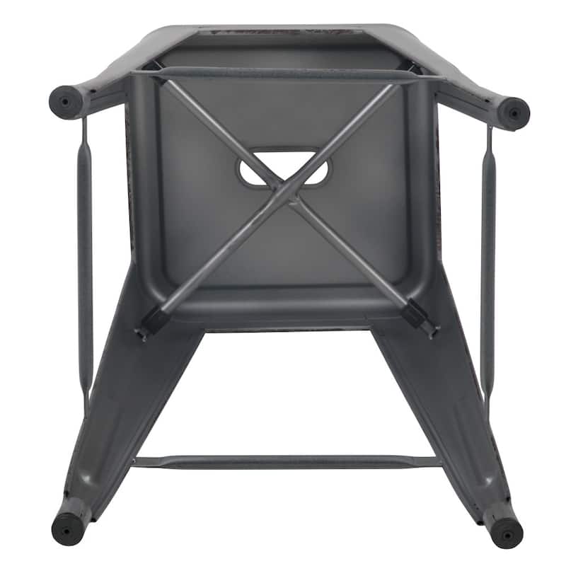 24" High Backless Distressed Metal Indoor-Outdoor Counter Height Stool