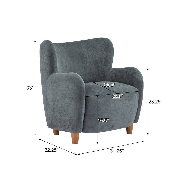 Roomfitters Lucia Wingback Armchair, Cozy Modern Accent Chair for Living Room and Bedroom