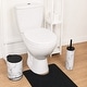 preview thumbnail 9 of 8, Carrara Noir 2 Piece Bathroom Set, Trash Can 3 Liter and Slim Toilet Brush Holder, Black and White Marble, Matte Accents