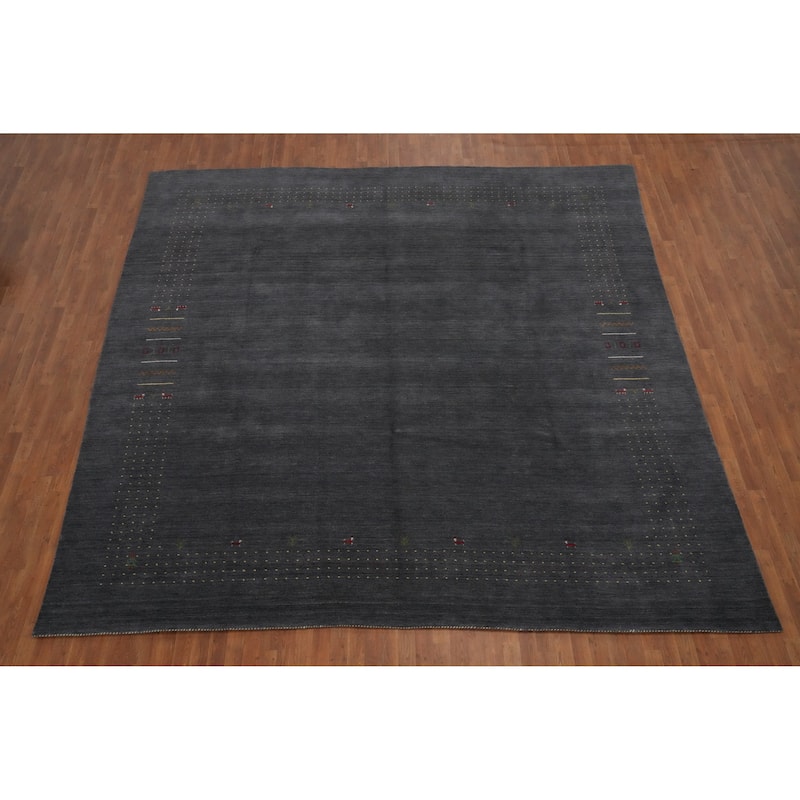 Hand Knotted Oriental 100% Wool Carpet Tribal Animal Pictorial Greys & Charcoal Gabbeh Area Rug - 11' 10'' X 11' 11''