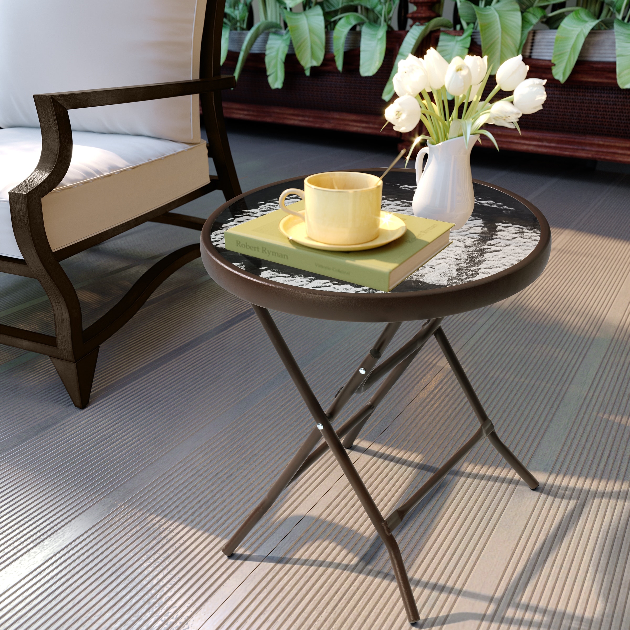 Folding glass coffee table sales