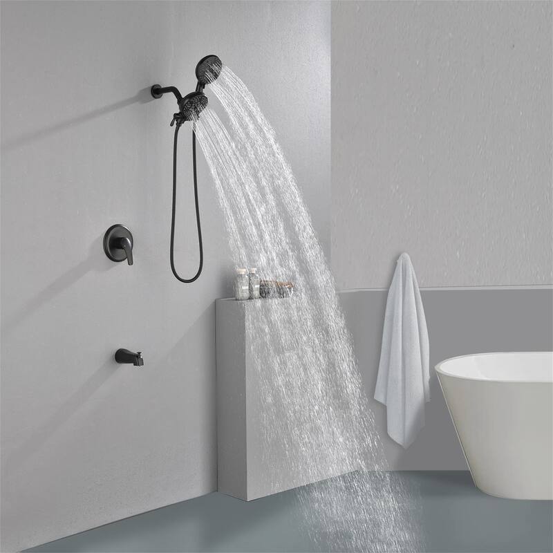 Wall Mounted High Pressure Shower System with Tub Spout Shower Faucet with Rain Shower Head and Handheld Spray