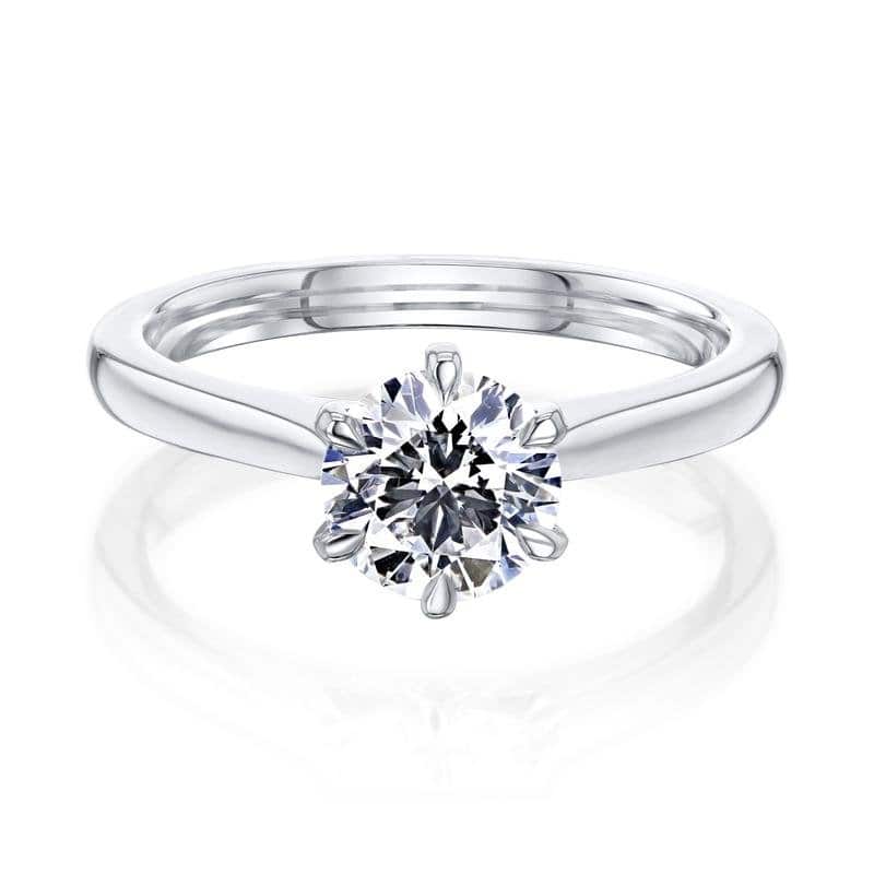 Kobelli 1 Carat Lab Grown Diamond Certified 14k Solid Gold Round Solitaire 6-Prong Tower Taper Tokyo Ring (FG/SI) - 4 - White