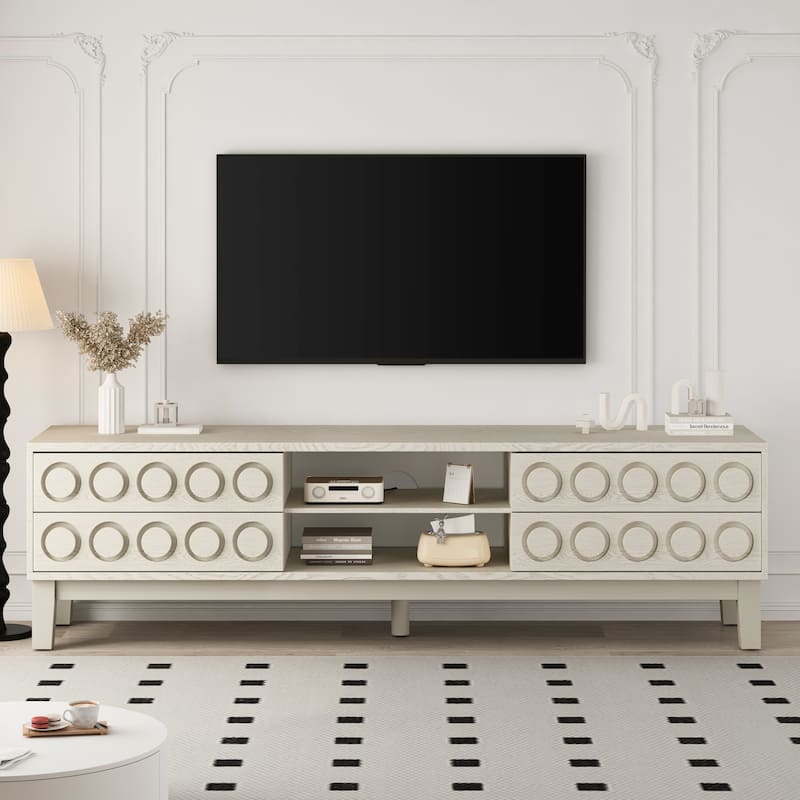 Mid Century Modern Rattan TV Stand for Livingroom