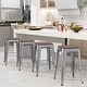 preview thumbnail 9 of 22, Bar Stools Set of 4 Stackable Metal Bar Stools Industrial Counter Height Stools Backless Barstools with Wooden Seats