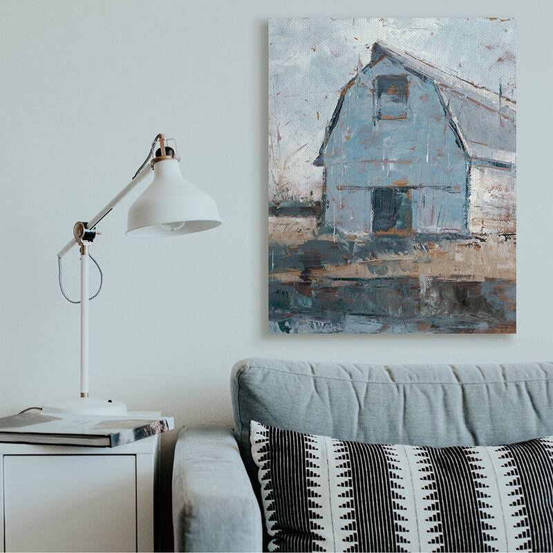 Stupell Abstract Distressed White Barn Farm Architecture Canvas Wall Art