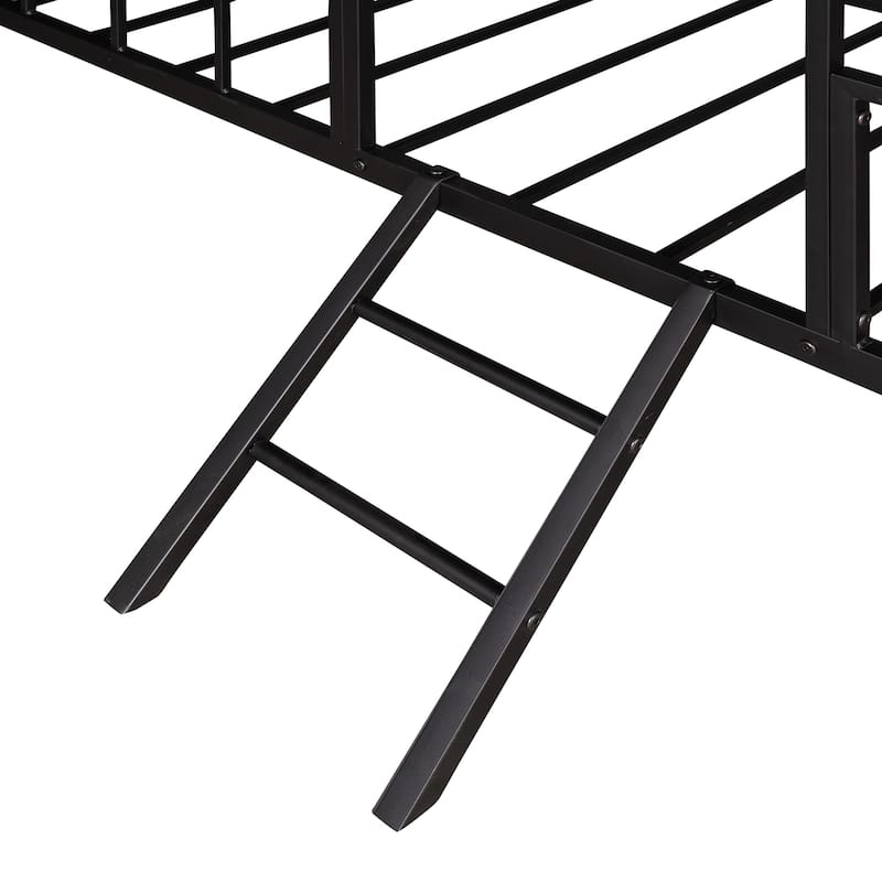 Metal House Bed Frame with Slatted Support No Box Spring Needed for Kids, Bedroom