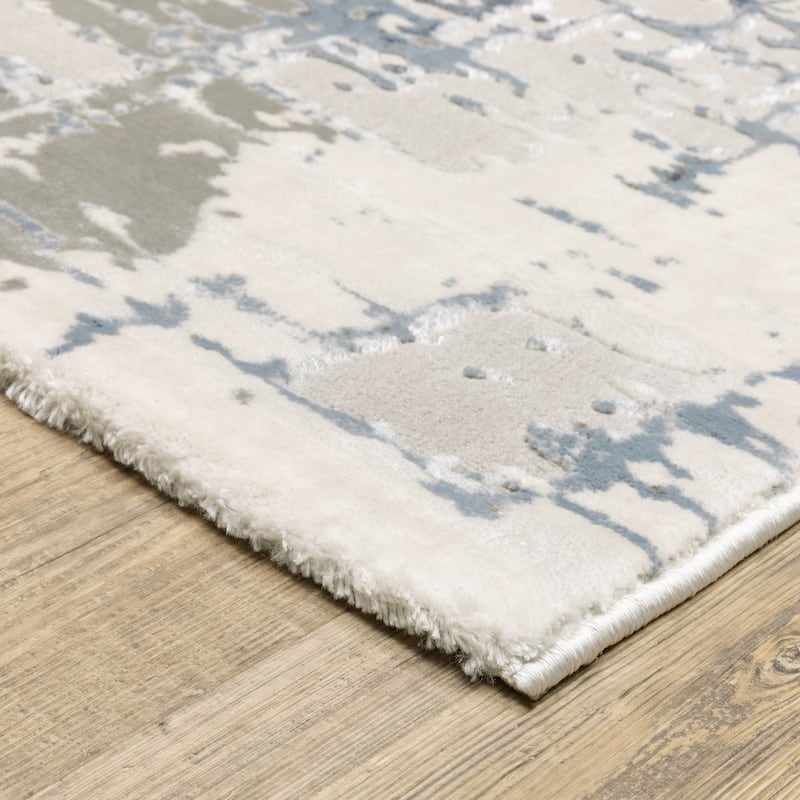 Style Haven Emery Industrial Abstract Grey/ Blue Mixed-Pile Area Rug