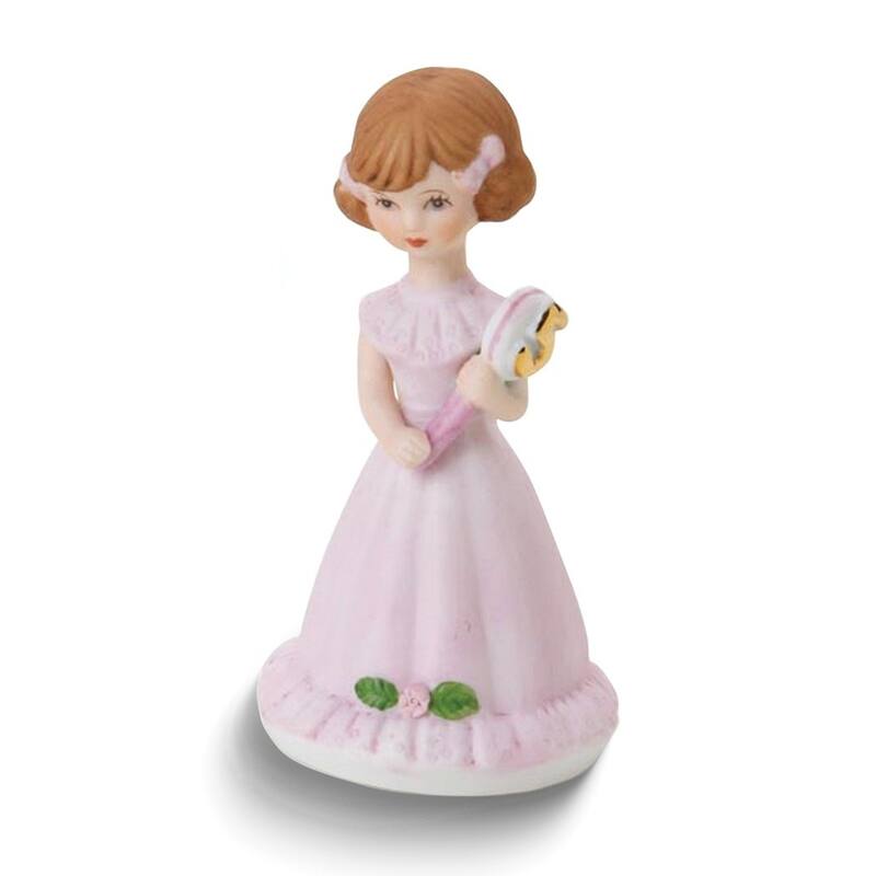Curata Birthday Girls Brunette Age 5 Porcelain Bisque Figurine