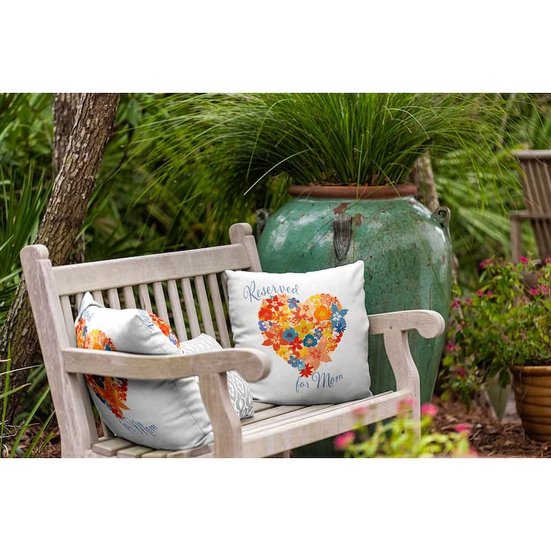 Reserved for Mom Heart Bouquet Mother's Day Indoor/Outdoor Throw Pillow
