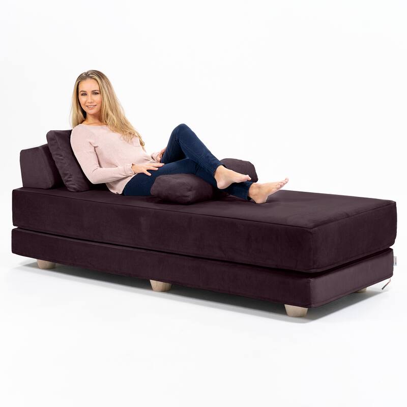 Jaxx Balshan Cushioned Micro-velvet Convertible Chaise Lounge Daybed