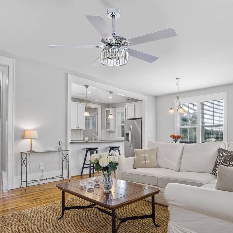 52 Inch Crystal Ceiling Fan with Light and Remote